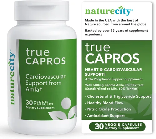 True-Capros Suplemento de extracto de amla, salud cardíaca, 30