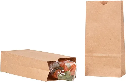 Vista 55 de Restaurantware Bag Tek - Bolsas de papel de 2 libras, 100 bolsas de almuerzo desechables, pequeñas para almuerzos, sándwiches y aperitivos, bolsas