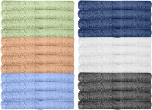 Vista 3 de KAHAF COLLECTION Paquete de 12 paños de baño, 100% algodón, extra absorbentes, suaves, de secado rápido, para baño, spa, gimnasio, bebé y viajes