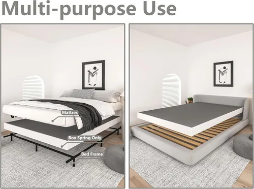 Vista 6 de Qingzhou Somier de 5 pulgadas para cama Queen, base de colchón de metal resistente, capacidad de 3000 libras, base de cama de perfil bajo, sin