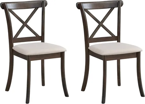 Vista 13 de Dining Chairs Set of 2, Table & Chair Sets, Modern Fabric Upholstered Kitchen Side Chairs, Cross Back Rubber Wood Farmhouse Dining Room Chairs with