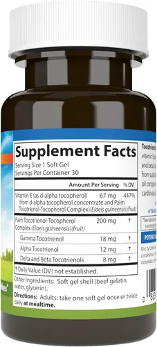 Vista 2 de Carlson - Tocotrienoles, 40 mg, con Vitamina E, Gamma, Alfa, Delta, Beta, de origen sostenible, 30 cápsulas blandas
