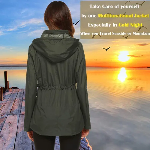 Vista 4 de ZHENWEI - Chaqueta impermeable para mujer con forro, impermeable deportivo para exteriores, caminata o viajes