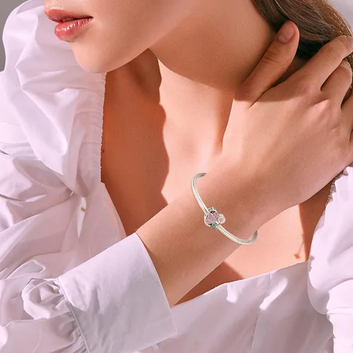Vista 2 de NINGAN Pulsera de cadena de serpiente para dijes, plata de ley 925, pulsera con cierre redondo, transparente, regalo de feliz cumpleaños para mujer