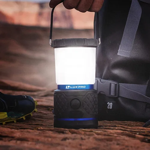 Vista 7 de LUXPRO Linterna LED recargable de doble potencia de 940 lúmenes con lente difusa para hasta 155 horas de uso - Linterna de camping con banco