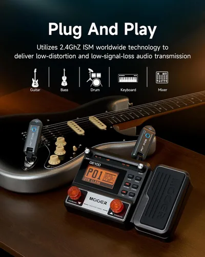 Vista 9 de MOOER GE150 Pro Li batería incorporada multi efectos con sistema inalámbrico de guitarra inalámbrica Air P05