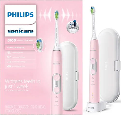 Vista 11 de Philips Sonicare ProtectiveClean 6100 - Cepillo de dientes eléctrico recargable, con sensor de presión, 3 modos de limpieza, SmarTimer y QuadPacer