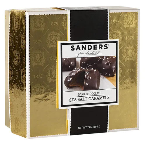 Vista 3 de Sanders Mini bocados de chocolate oscuro con sal marina y caramelo, 3.75 onzas, bolsa resellable