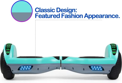 Vista 7 de SISIGAD - Hoverboard con parlante Bluetooth y luces LED, aeropatineta eléctrica inteligente de auto equilibrio 6.5 pulgadas, para niños