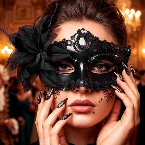 Vista 3 de Máscaras de Mascarada Florales Máscaras de Encaje Venecianas Máscaras de Halloween Mardi Gras para Mujeres