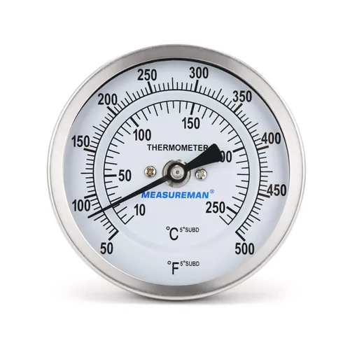 Vista 12 de MEASUREMAN Olla Completamente de Acero Inoxidable, Hervidor, Termómetro de Dial Bimetálico para Elaboración, Dial de 3 Pulgadas, Vástago de 2-1/2