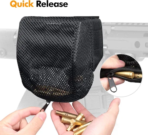 Vista 5 de Feyachi Heat Resistant Brass Catcher for AR Thickened Nylon Cartridge Casing Shell Catcher Net with Quick Release Zipper, 2 Picatinny Rail Mounts