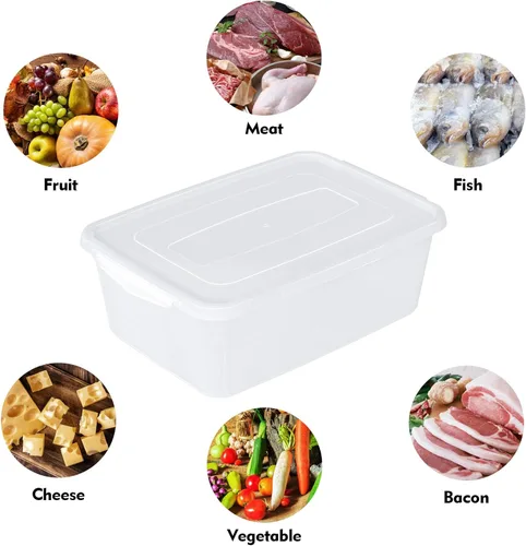 Vista 8 de Teyyvn Caja de almacenamiento de plástico transparente de 14 L, 2 contenedores de plástico con pestillo de almacenamiento