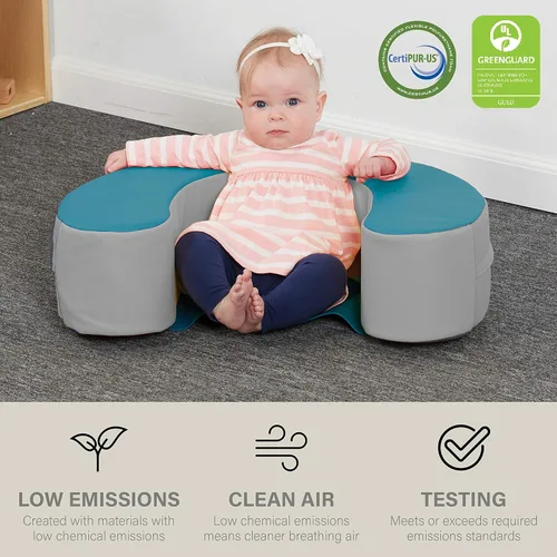 Vista 5 de Factory Direct Partners 10423-TLGY SoftScape - Anillo de apoyo para bebés y bebés, asiento de piso de espuma suave acolchado con parte inferior