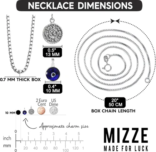 Vista 5 de Blue mal de ojo & livelihood sello de Salomón plata collar para hombres y mujeres