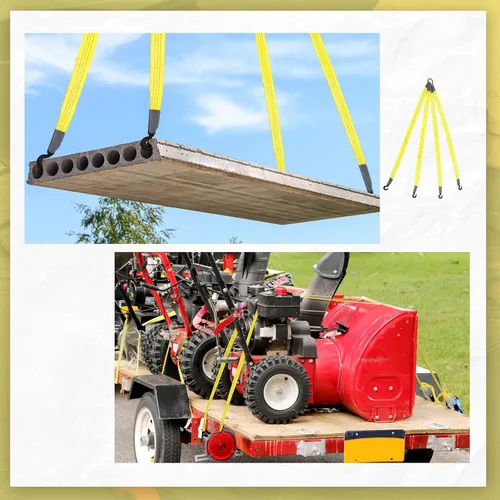 Vista 6 de 3 correas de elevación de 6 pies con gancho, 6000 libras, correa de malla de bridle de cuatro patas, 2 correas de elevación resistentes, 8900