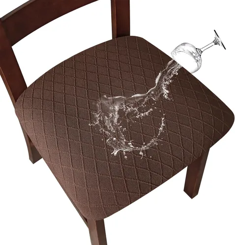 Vista 10 de Genina Fundas de asiento impermeables para sillas de comedor, fundas de sillas de comedor, fundas de sillas de cocina (gris, 6 piezas)