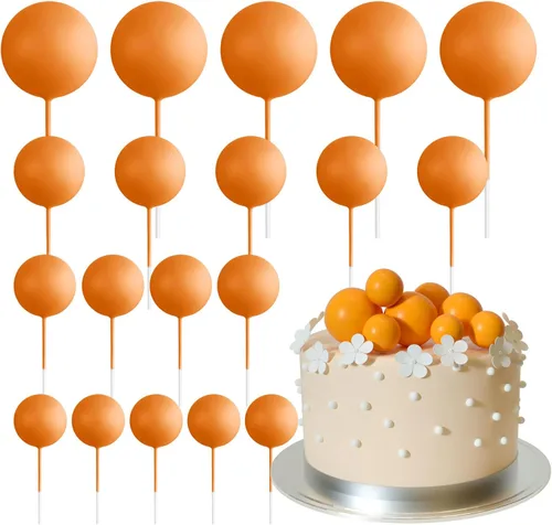 Vista 9 de ASTARON 20 piezas de decoración de bolas para pastel, mini globos, decoraciones de pastel, palos, bolas negras, decoraciones de pastel