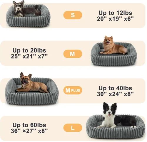 Vista 5 de Camas para perros pequeños, cama ortopédica lavable para perros con funda extraíble, rectangular, suave, relajante, para cachorros, duradera