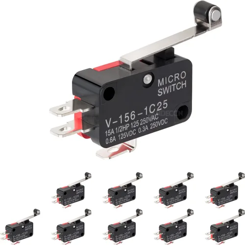 Vista 10 de 10 piezas Interruptor de límite de plomo, micro interruptor de acción Snap SPDT 1NO 1NC V-15-1C25