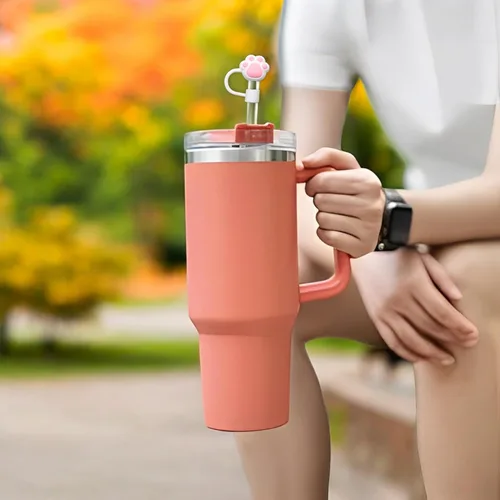 Vista 6 de 4 tapas de paja de 0.394 in para vasos, puntas de popote de silicona para popotes Stanley Cup – Accesorios para vasos Stanley Cup