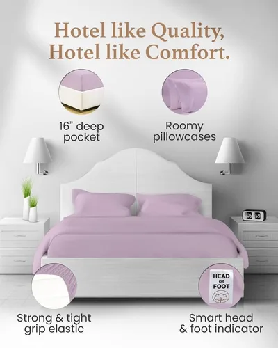 Vista 4 de Juego de sábanas de 4 piezas, 1000 hilos, 1000 hilos, 100% algodón egipcio, sábanas de satén de lujo estilo hotel, algodón de fibra larga, 1 sábana