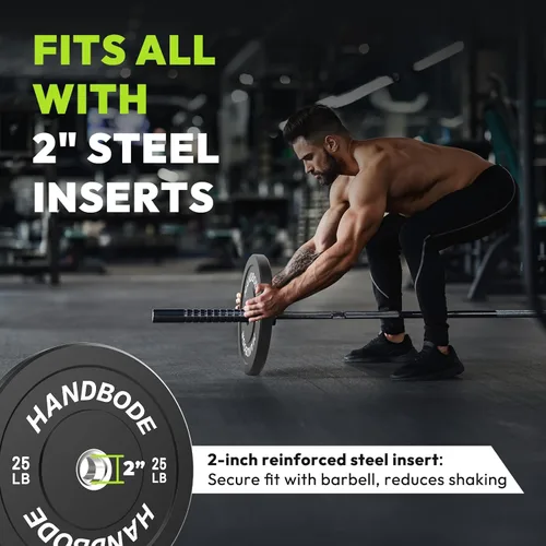 Vista 4 de Rubber Weight Plates, Olympic Bumper Plate Set 2-Inch, 45100 110160190260300 lb Barbell Weights for Home Gym, Colored Standard Strength Training