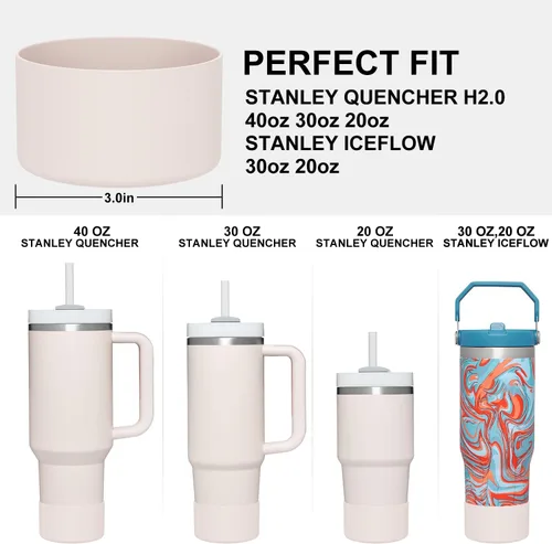 Vista 45 de Affute Funda protectora de silicona para Stanley Quencher H2.0 40 30 20 oz & IceFlow Flip 30 20 oz, sin BPA, antiruido y antiarañazos, protector