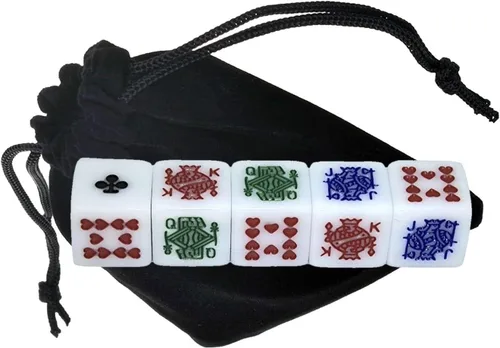 Vista 21 de Cyber-Deals 30 dados de póquer blancos para 2020 con bolsa de almacenamiento de terciopelo negro
