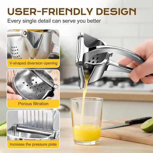 Vista 6 de Extractor de jugo de fruta fresca de aleación de aluminio, exprimidor de mano exprimidor de limón, prensa manual con agarre ergonómico, fácil