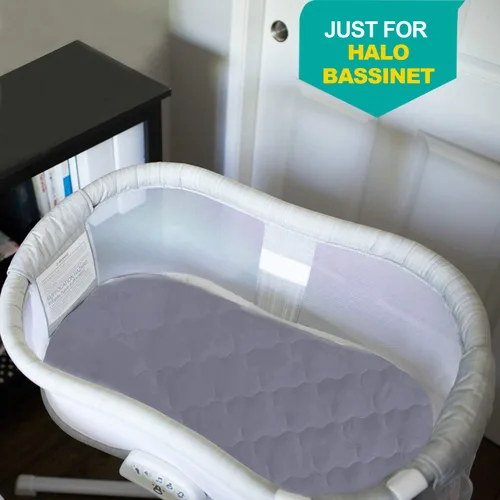 Vista 6 de Funda de colchón para moisés compatible con Halo Bassinest giratoria para colchón, paquete de 2, microfibra, impermeable y suave, color gris