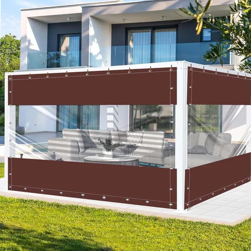 Vista 12 de FoundGo - Cortinas de vinilo de 8'H x 7'W para patio de 19oz, cercado de vinilo transparente para exteriores, lona resistente transparente