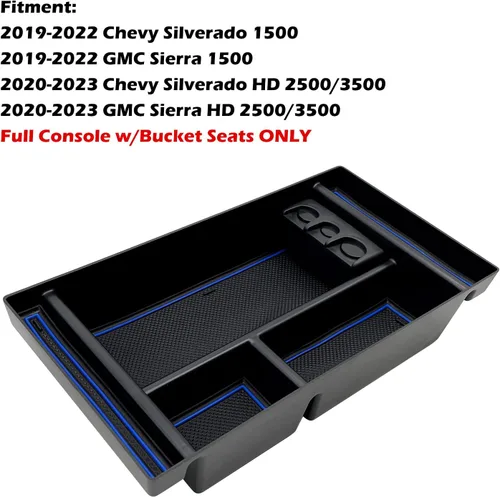 Vista 2 de JOJOMARK - Bandeja organizadora de consola central se adapta a accesorios para GMC Sierra/Chevy Silverado 1500 2019-2022, Silverado/Sierra 2500 Azul