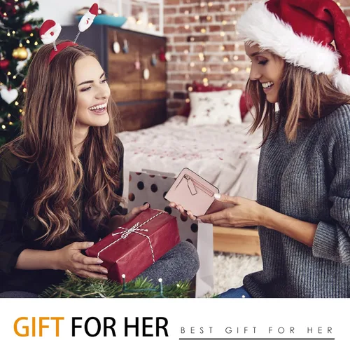 Vista 8 de Toughergun Billetera plegable de cuero genuino para mujer, pequeña y compacta, con bloqueo RFID y ventana de identificación