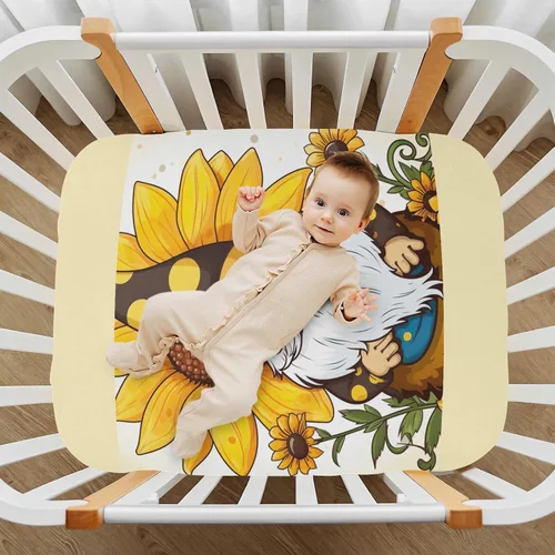 Vista 7 de Fitted Crib Sheets Gnome Sunflower Mini Crib Sheets for Boy & Girl Toddler Mattress Sheets Playard Sheet 21216286
