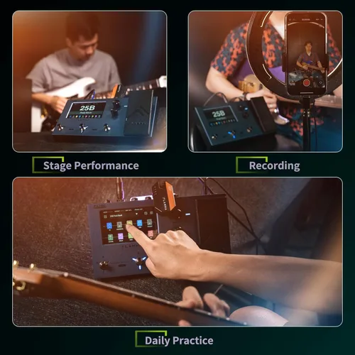 Vista 6 de FLAMMA FX150 Procesador de Efectos Múltiples Pedal de Guitarra Eléctrica con Modelado de Amplificador Simulación de Gabinete EQ Global Pantalla