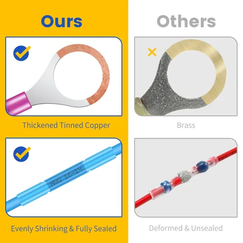 Vista 6 de 120 conectores de alambre termorretráctil, terminales, conectores eléctricos, kit de terminales automotrices marinos impermeables, anillo