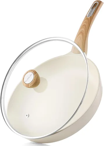 Vista 14 de SENSARTE Sartén antiadherente con tapa, sartén para saltear de 8 pulgadas, sartén antiadherente para tortilla, sartén de cocina saludable
