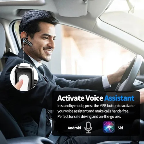 Vista 7 de Auricular Bluetooth V6.1, Auriculares Inalámbricos Manos Libres con Micrófono, Cancelación de Ruido CVC8.0 para Llamadas de Negocios, Auricular