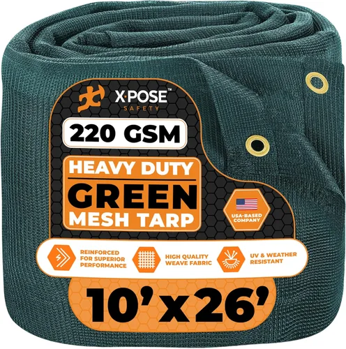 Vista 94 de Xpose Safety Lona de malla resistente, 4 x 10 pies, cubierta protectora negra multiusos con flujo de aire, uso para amarres, sombra, vallas, toldos