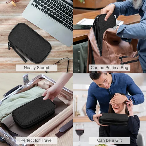 Vista 28 de FYY Organizador para accesorios electrónicos, para viajes, para cables, celular y cargadores, estuche portátil, impermeable, doble capa, bolsa