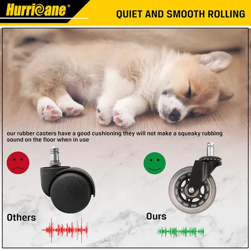 Vista 7 de HURRICANE Ruedas para silla de oficina, rueda de goma de repuesto, ruedas de alta resistencia, ruedas para silla Rollerblade, juego de 5