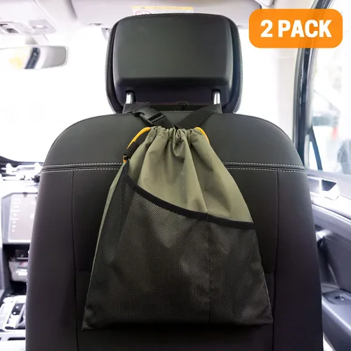 Vista 2 de GNEGNI 2 botes de basura para automóvil, bolsa de basura colgante para automóvil con forro impermeable a prueba de fugas