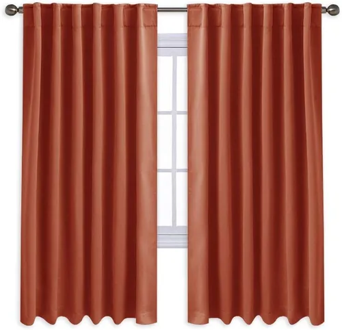 Vista 13 de KEMCO Cortinas opacas con pestaña trasera y bolsillo para barra, cortinas opacas con aislamiento térmico sólido para sala de estar, dormitorio Beige