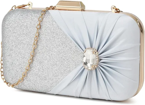 Vista 2 de Covelin Bolso de mano plisado de moda para mujer con bolso de noche de diamantes