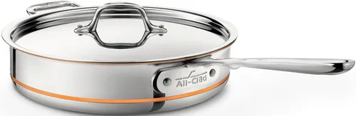 All-Clad 6403 - Cacerola con tapa de acero inoxidable con un núcleo de 5 capas, apto para lavaplatos, Plateado