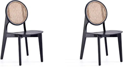 Manhattan Comfort Versalles - Silla de comedor de ratán, respaldo redondo de mimbre con marco de madera maciza de fresno, sillas totalmente