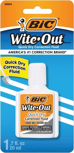 BIC Wite-Out - Líquido corrector de secado rápido, 20 ml, color blanco, se aplica fácilmente con un tiempo de secado reducido, paquete de 1 unidad
