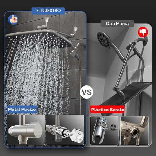 Vista 7 de Veken Cabezal de ducha de lluvia de 11.8 pulgadas con ducha de mano, cabezales de ducha de mano de alta presión con múltiples modos de rociado