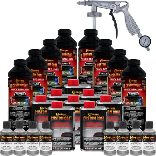 Vista 59 de Custom - Kit de revestimiento de uretano negro de 0.875 galones con pistola de aerosol con regulador
